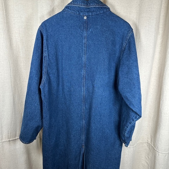 Denim Duster Long Coat Jacket Blue Button Western cowboy riding